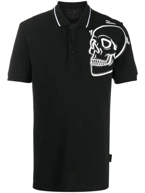 Shop Philipp Plein Outline Skull short-sleeved polo shirt with Express  Delivery - FARFETCH