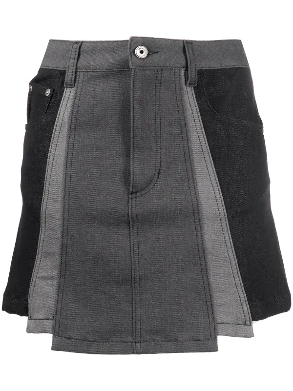 panelled denim skirt