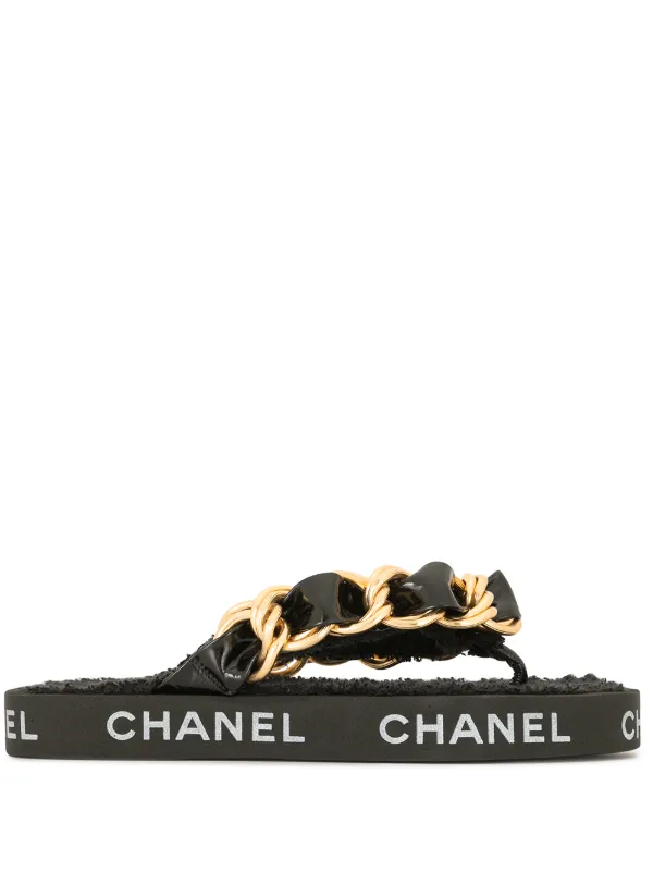 Chanel Pre-owned 1993 Chain-Link Thong Sandals - Black