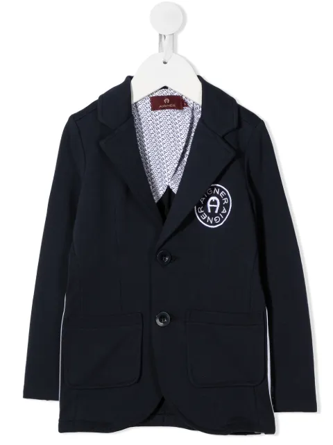 Aigner Kids embroidered logo single-breasted blazer