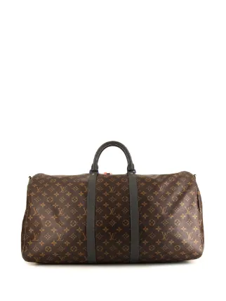 LOUIS VUITTON Keepall Bandouliere 55 Monogram Macassar Travel Bag Brow