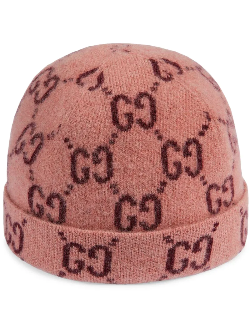 Click to view more detailed imagery on our partner's website Gucci Babies' Gg Intarsia Knit Beanie In Pink