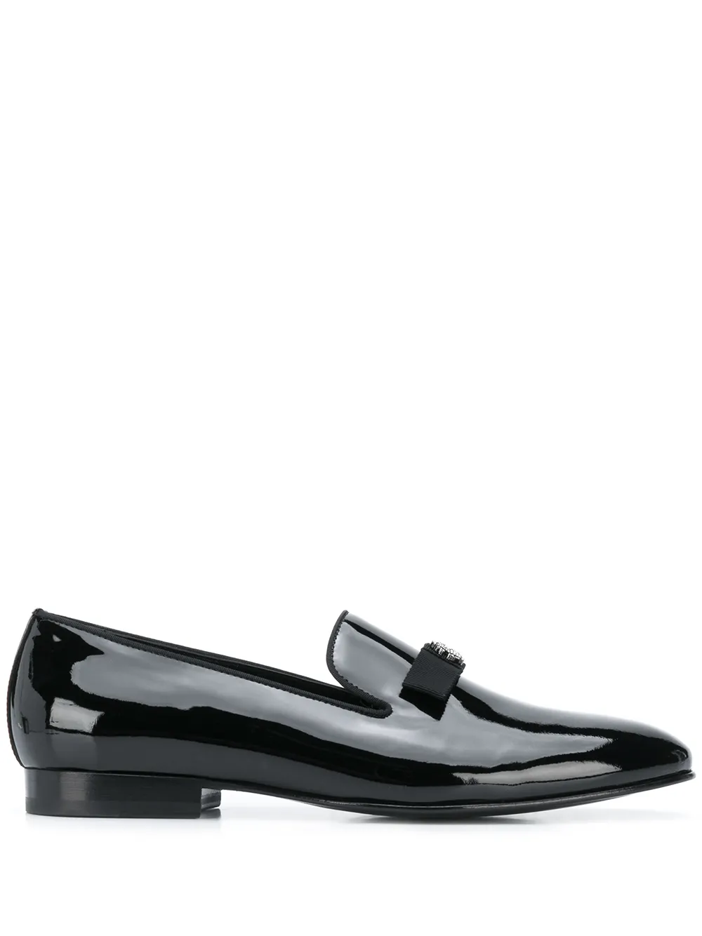 black patent slip on shoes