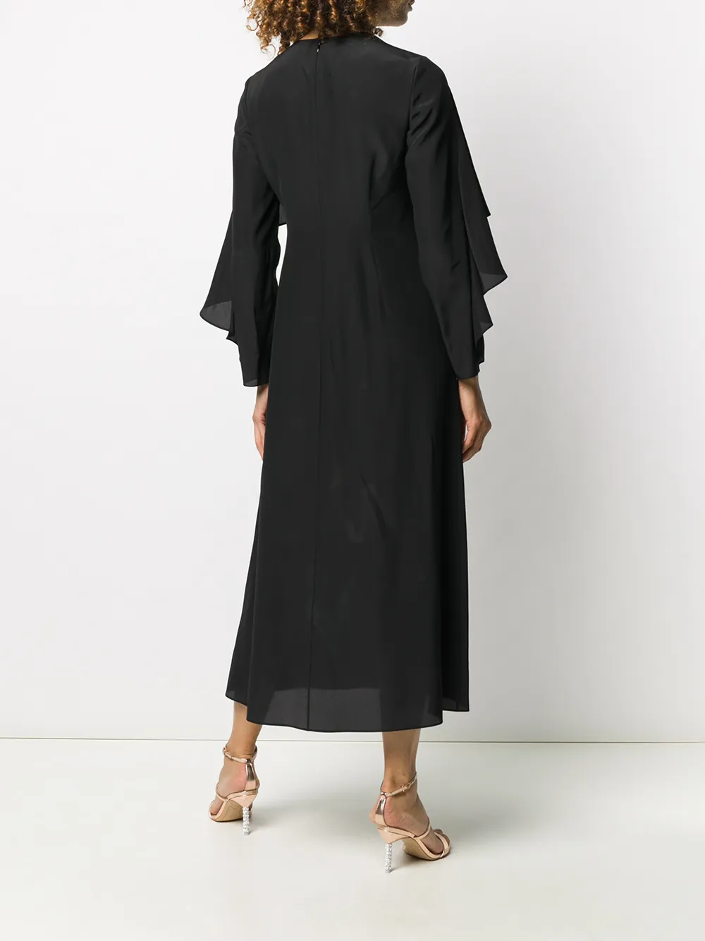 Valentino Garavani Midi-jurk met bloemenprint Zwart