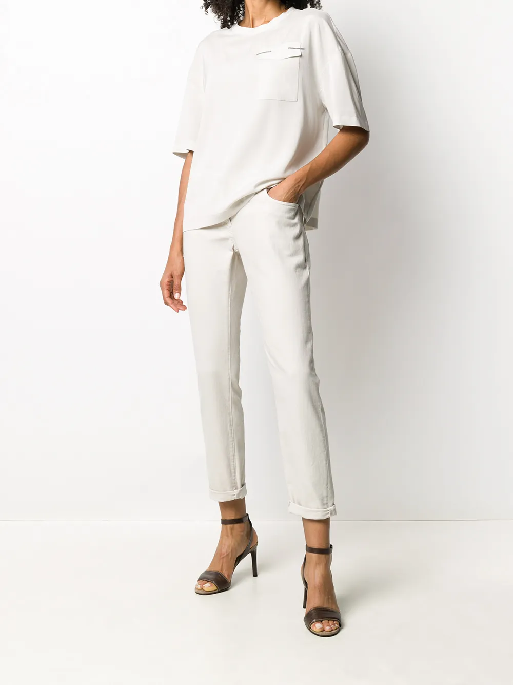 Brunello Cucinelli Blouse met borstzak - Beige