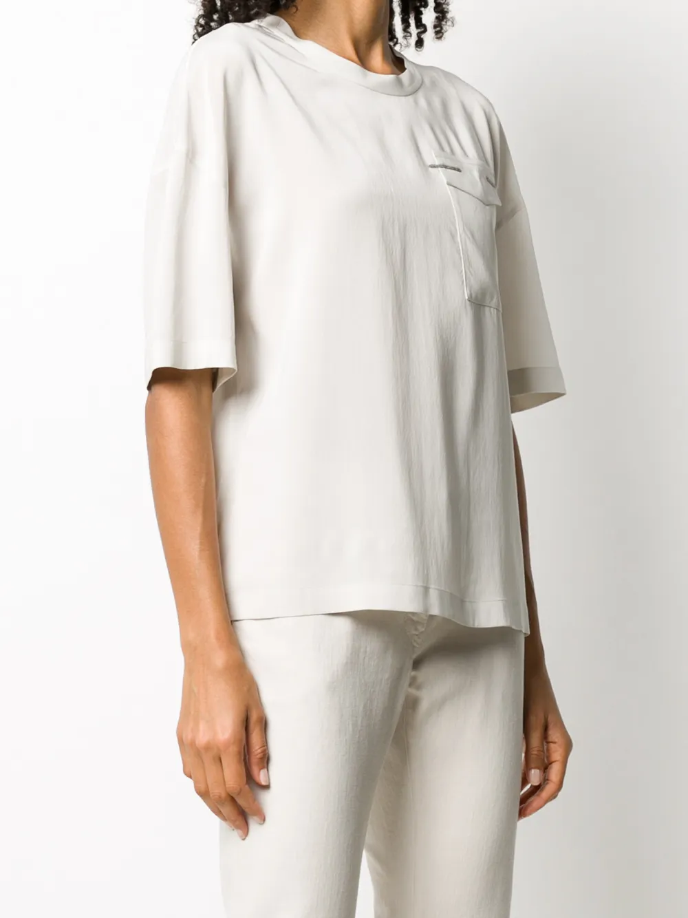 Brunello Cucinelli Blouse met borstzak Beige