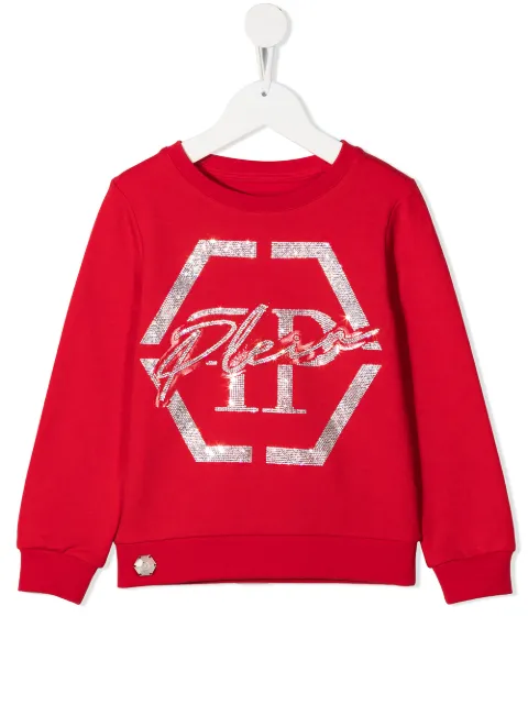 Philipp Plein Junior sudadera con cuello redondo y detalle 
