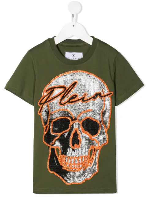Philipp Plein playera con motivo Skull en strass 