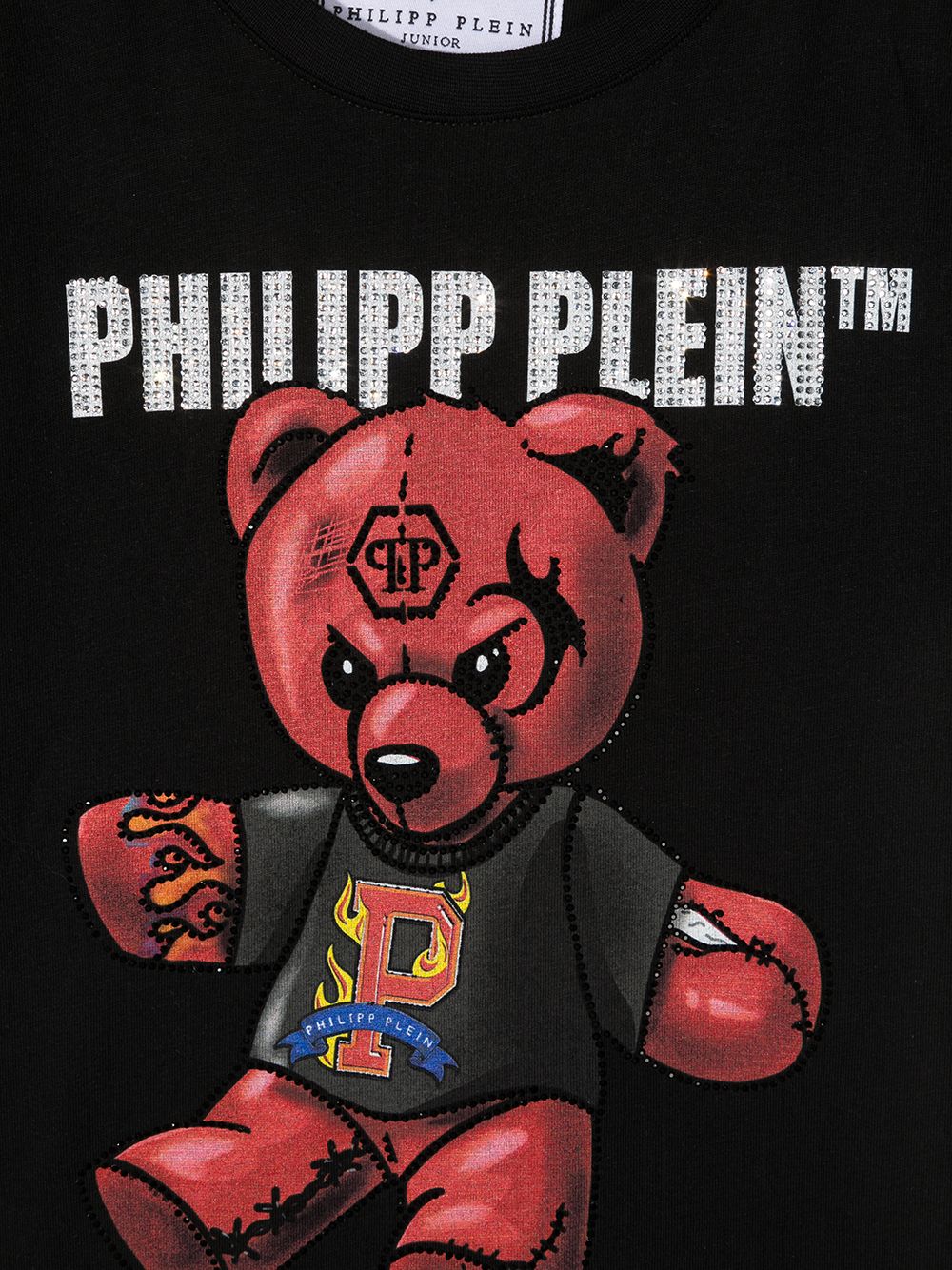 фото Philipp plein junior embellished teddy bear t-shirt