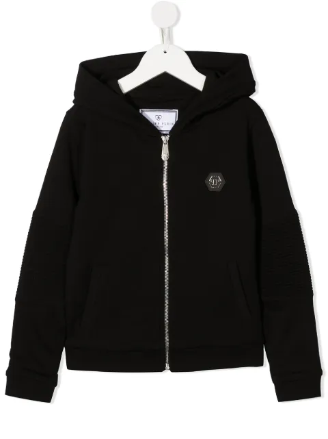 Philipp Plein Junior sudadera con capucha y logo hexagonal