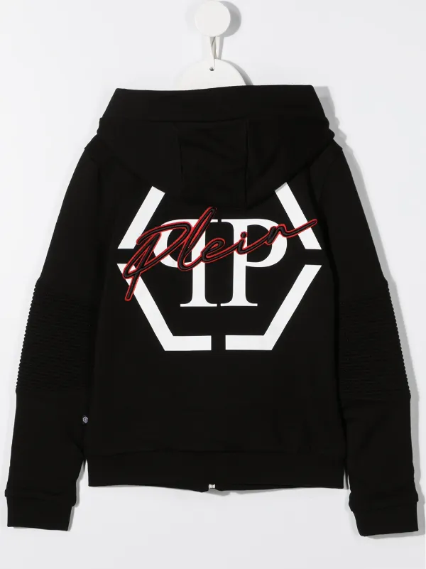 Philipp Plein Junior Hexagon logo-print zip-up Hoodie