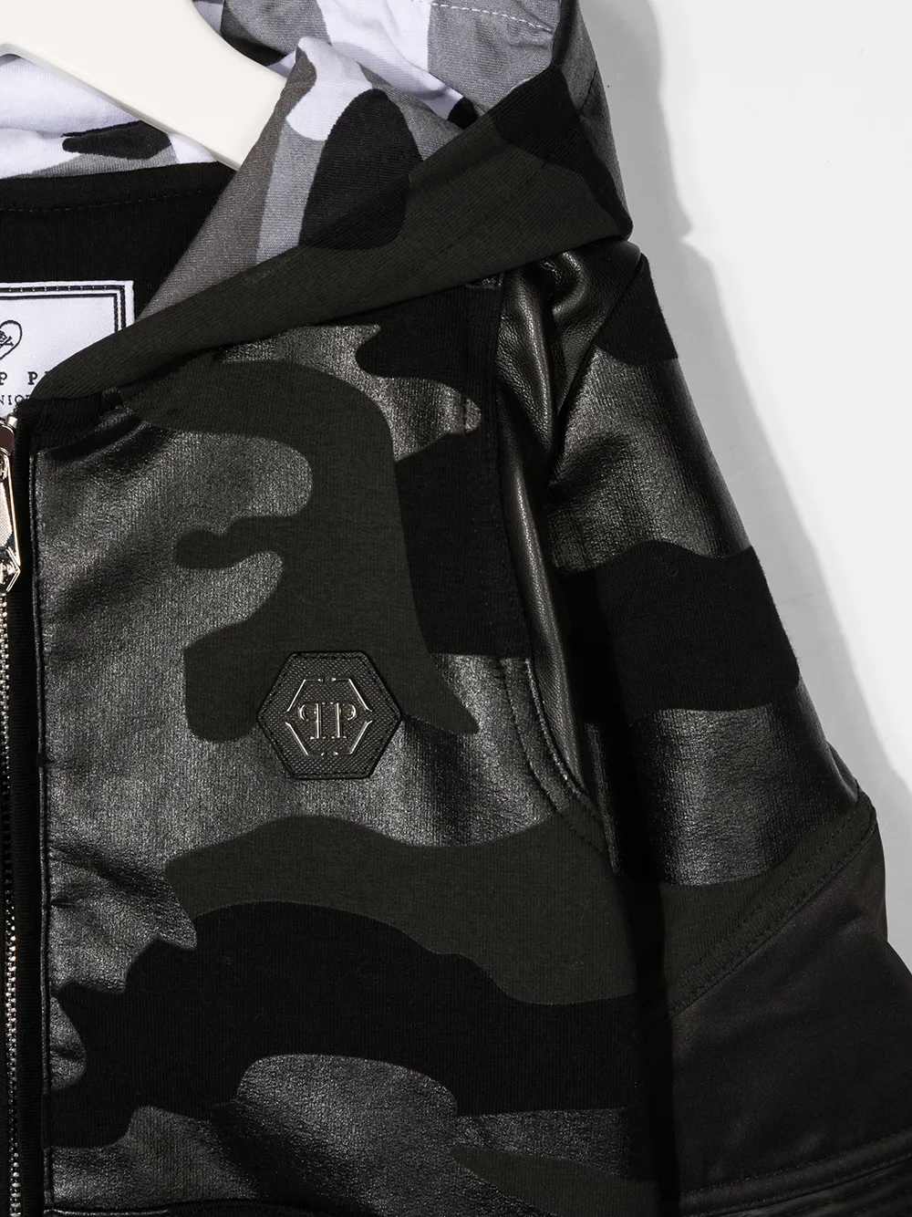  Philipp Plein Junior Kapuzenjacke Mit Camouflage Print   Schwarz 