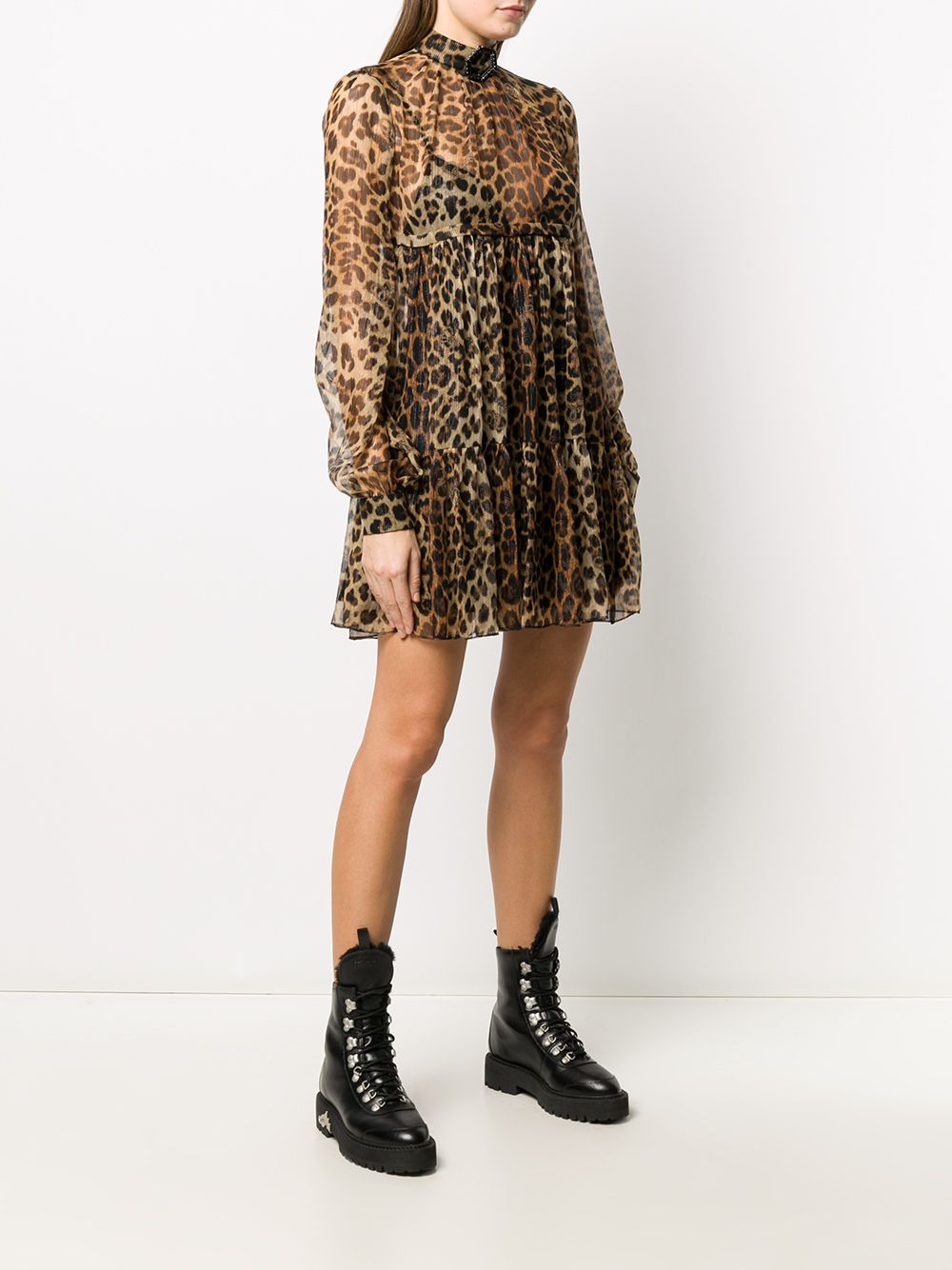 фото Philipp plein полупрозрачное платье с леопардовым принтом