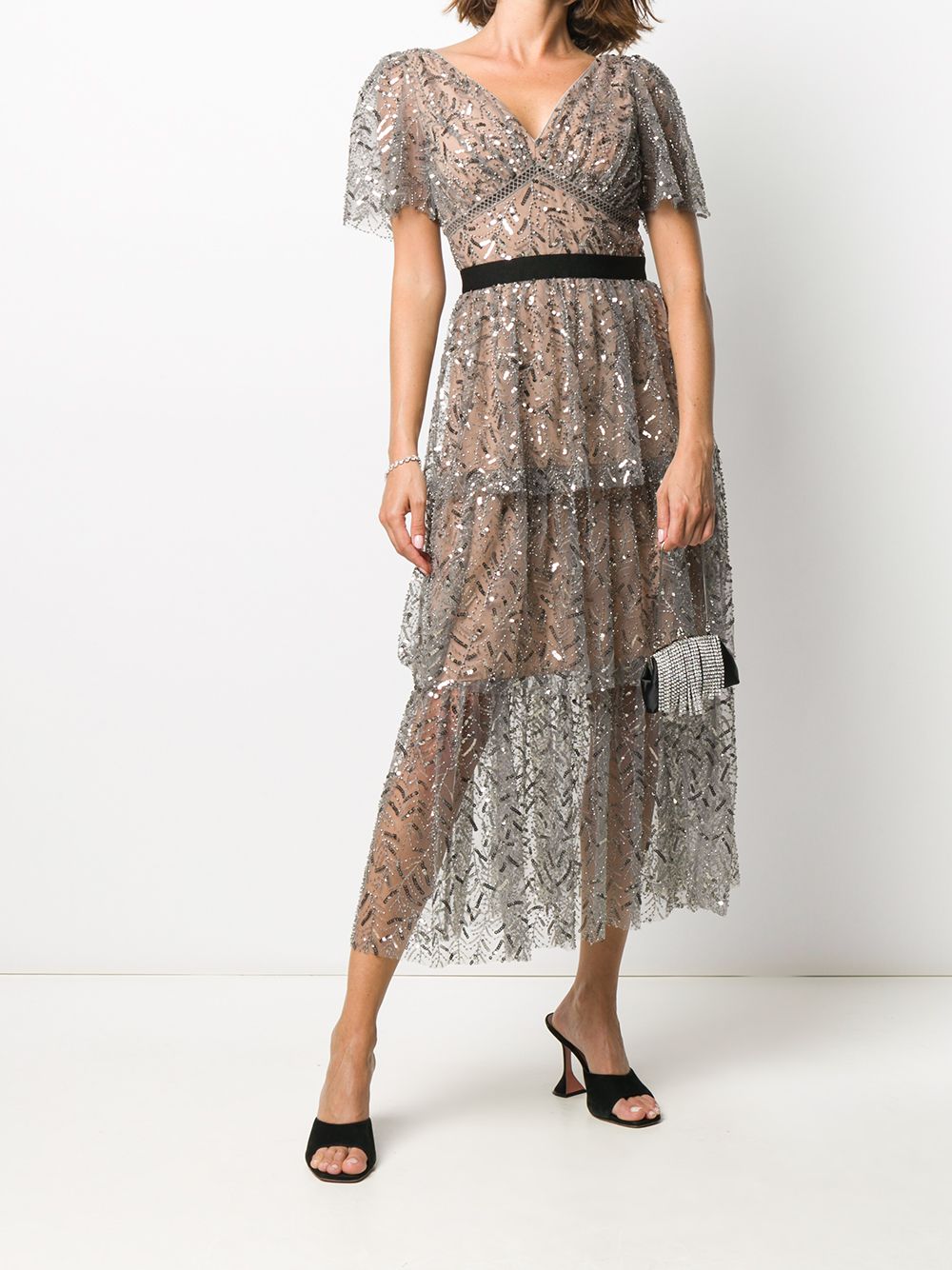 Self-Portrait Sequin Embellished Gown - Farfetch