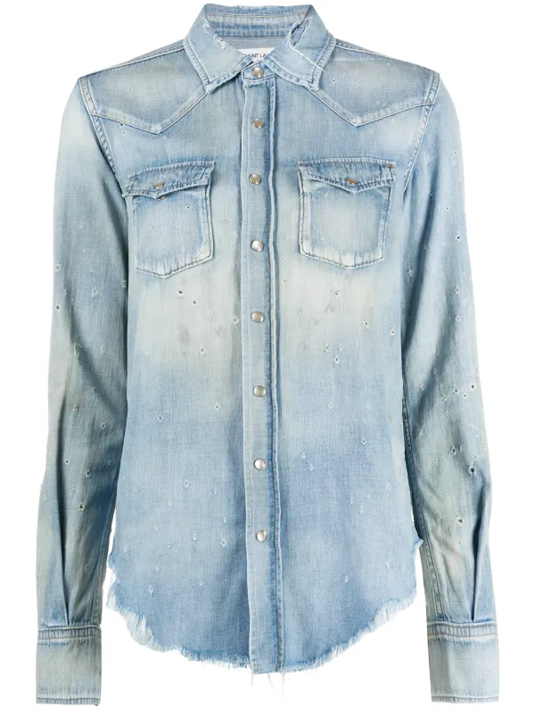 distressed denim shirt