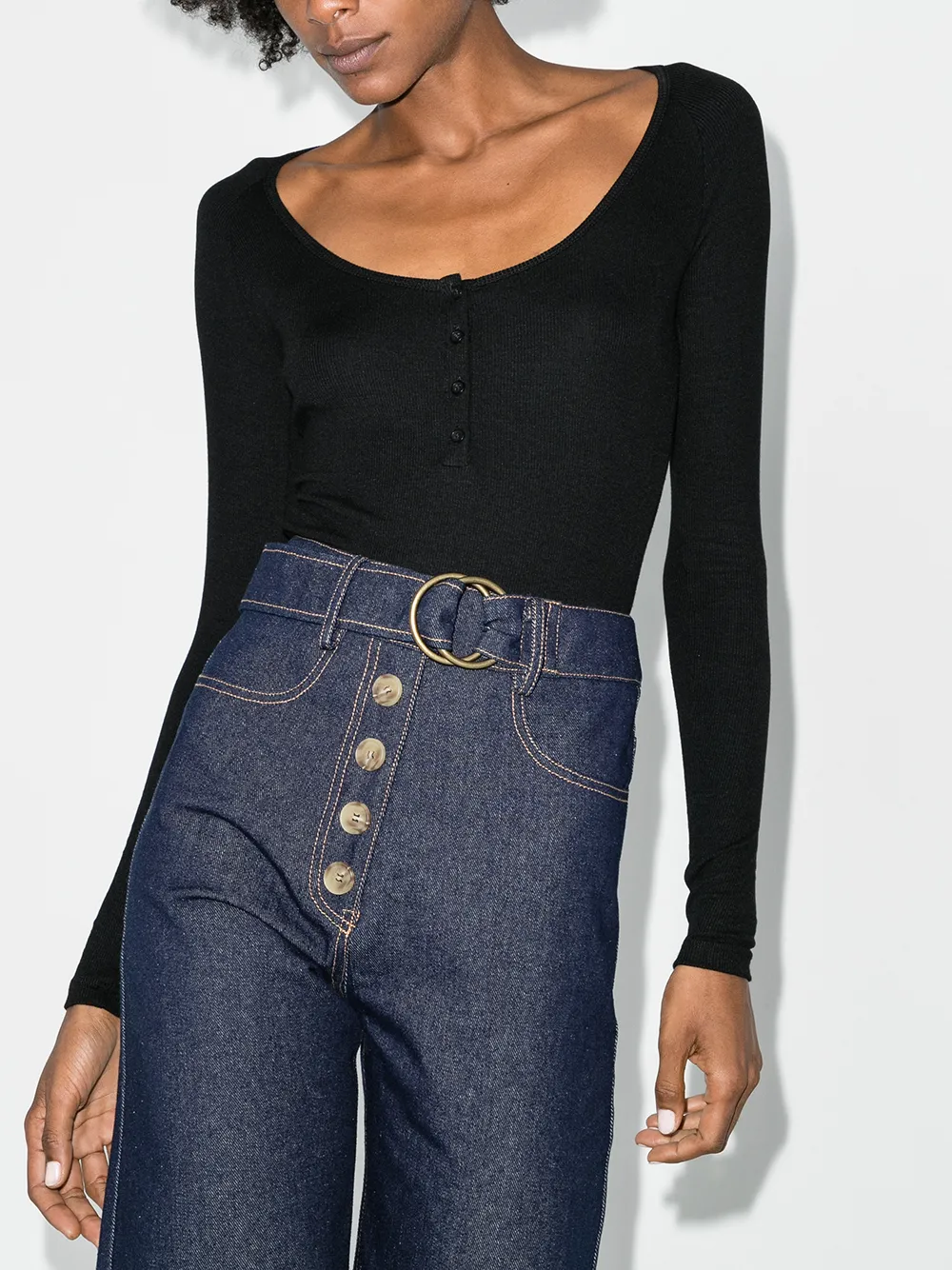 ALIX NYC Henley bodysuit - Zwart