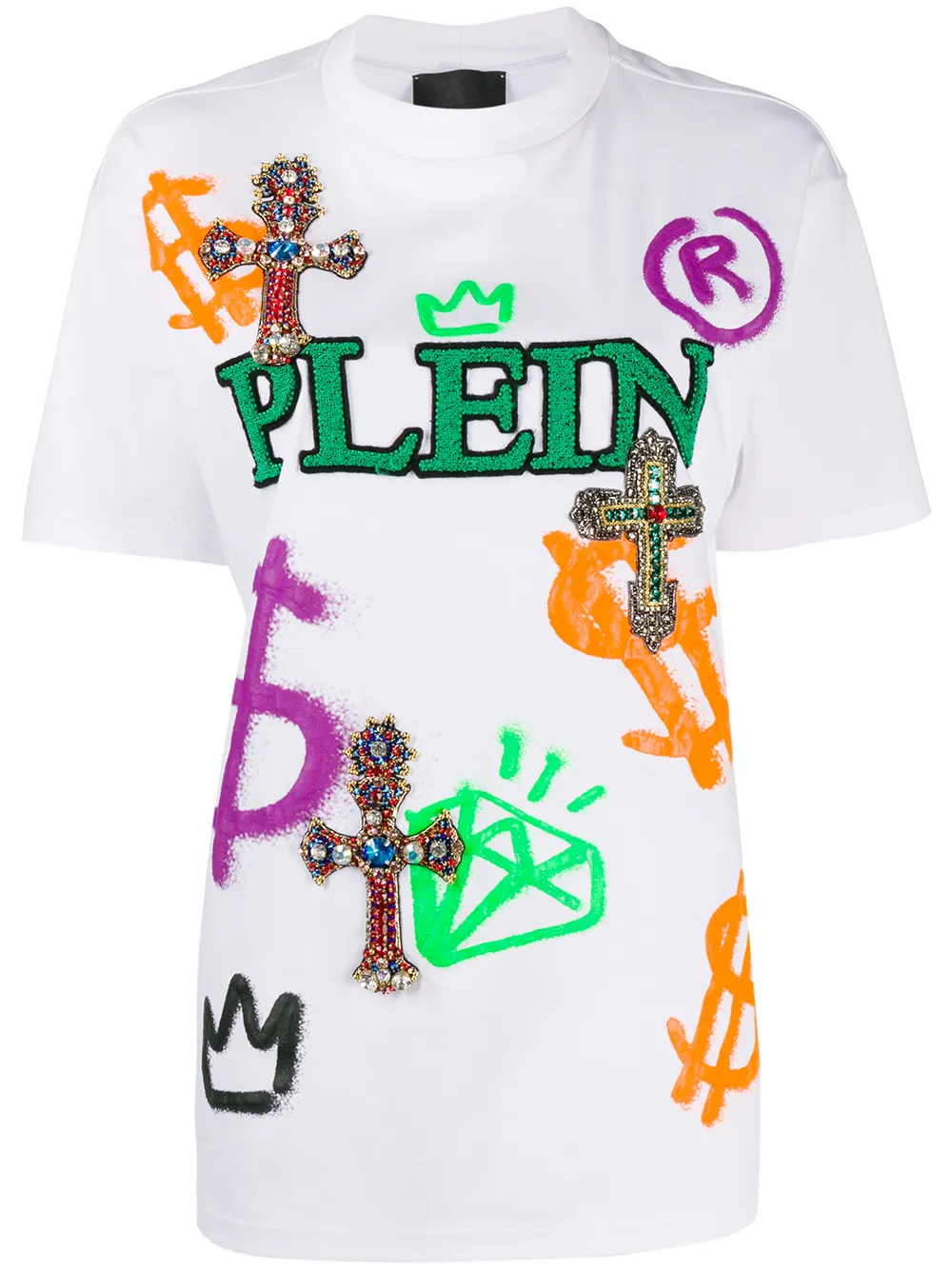 Philipp Plein embroidered baroque T-shirt – White