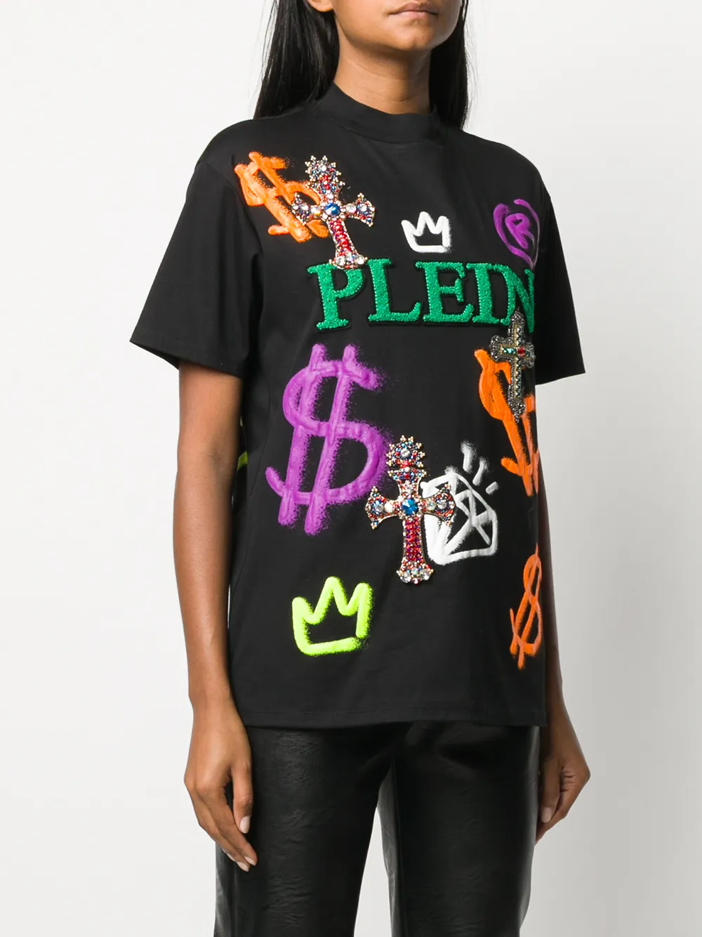 Philipp Plein Baroque Logo Detail T-shirt In Black