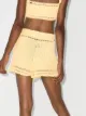 She Made Me ruffled crochet-knit shorts