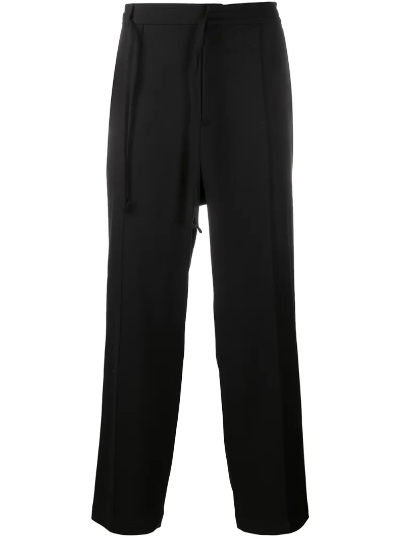 black tie waist wide leg trousers
