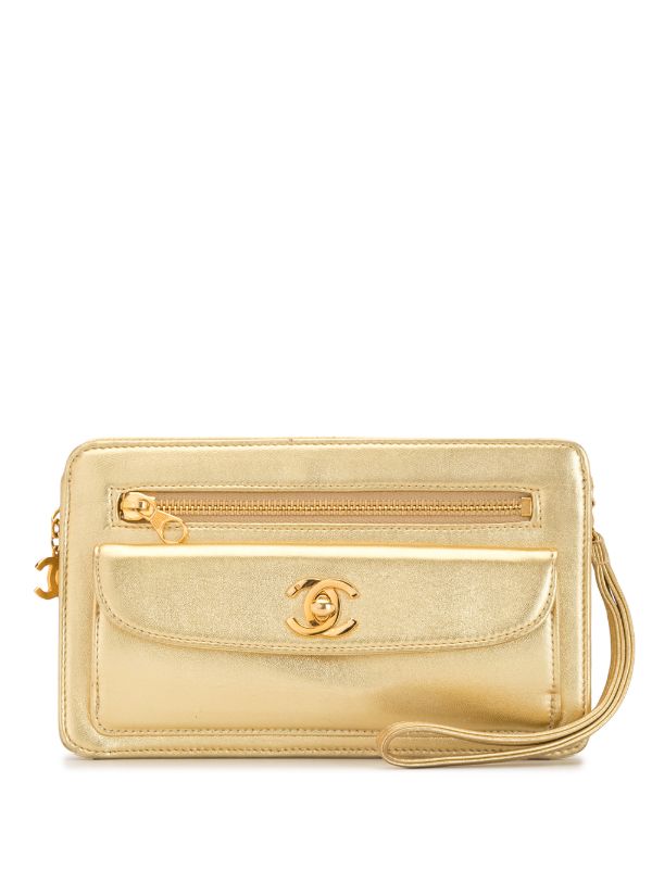 chanel gold clutch