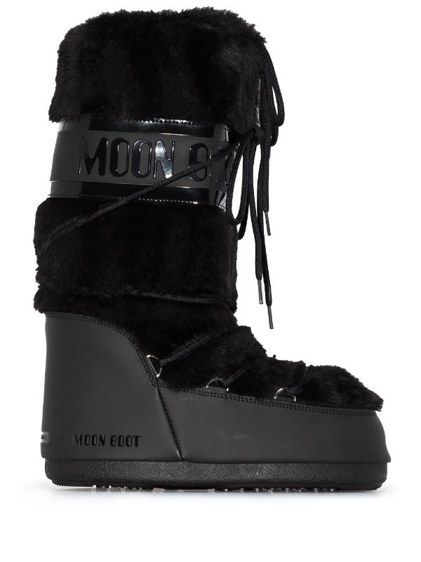 Shop black Moon Boot classic faux fur 