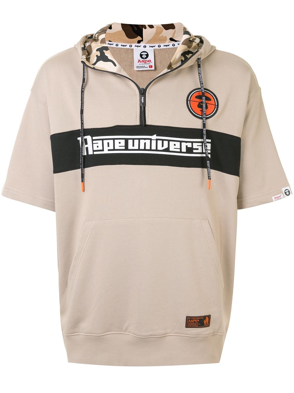 AAPE BY *A BATHING APE® short sleeved hooded sweatshirt - Neutrals