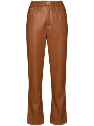 brown STAUD Eli faux leather trousers 