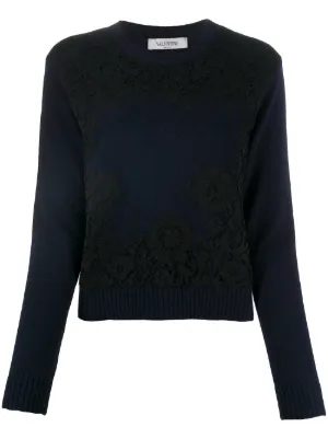 Valentino Garavani off-shoulder Leopard Knit Jumper | Black