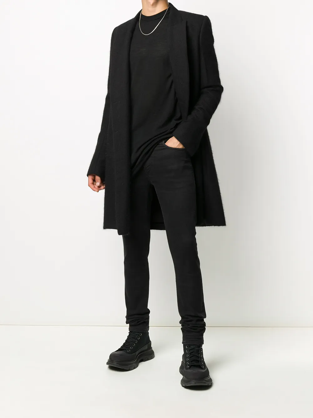 Shop Rick Owens Long-line Ribbed Jumper In Black