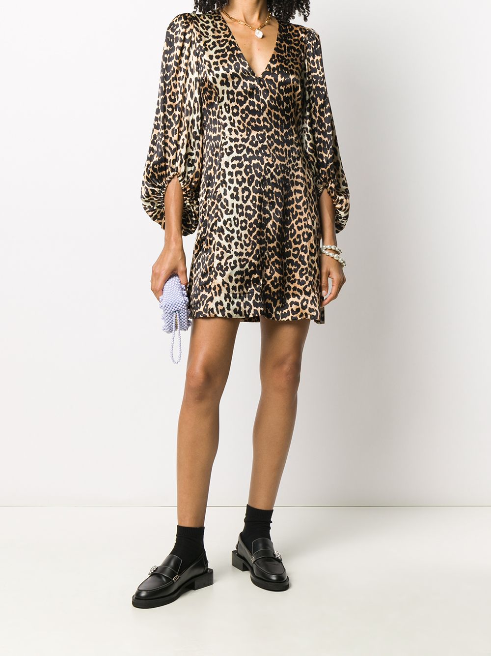 фото Ganni платье мини с леопардовым принтом