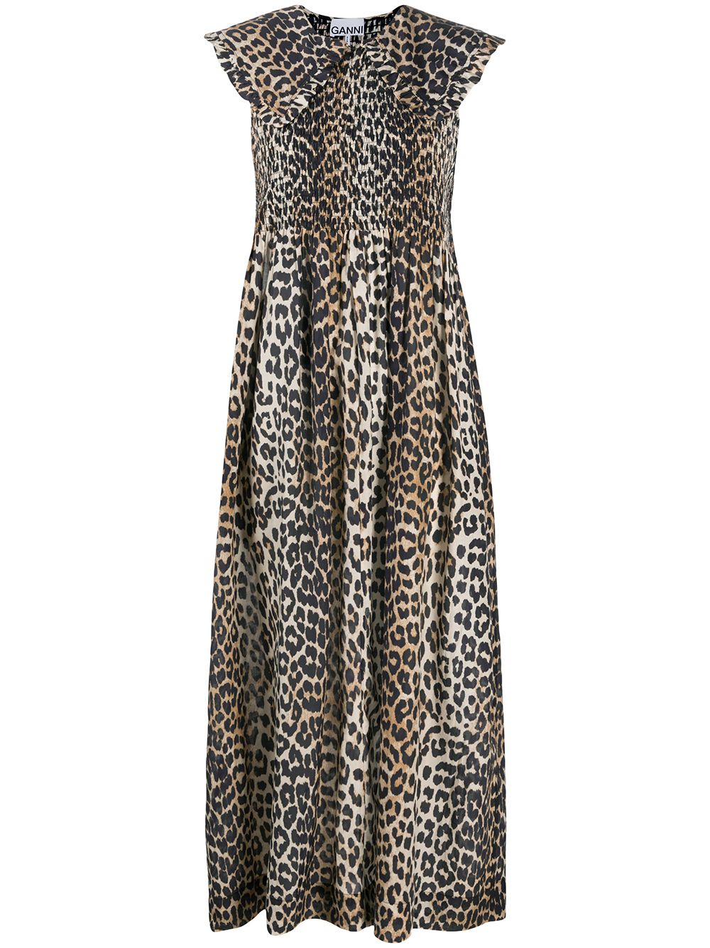 ganni leopard collar dress