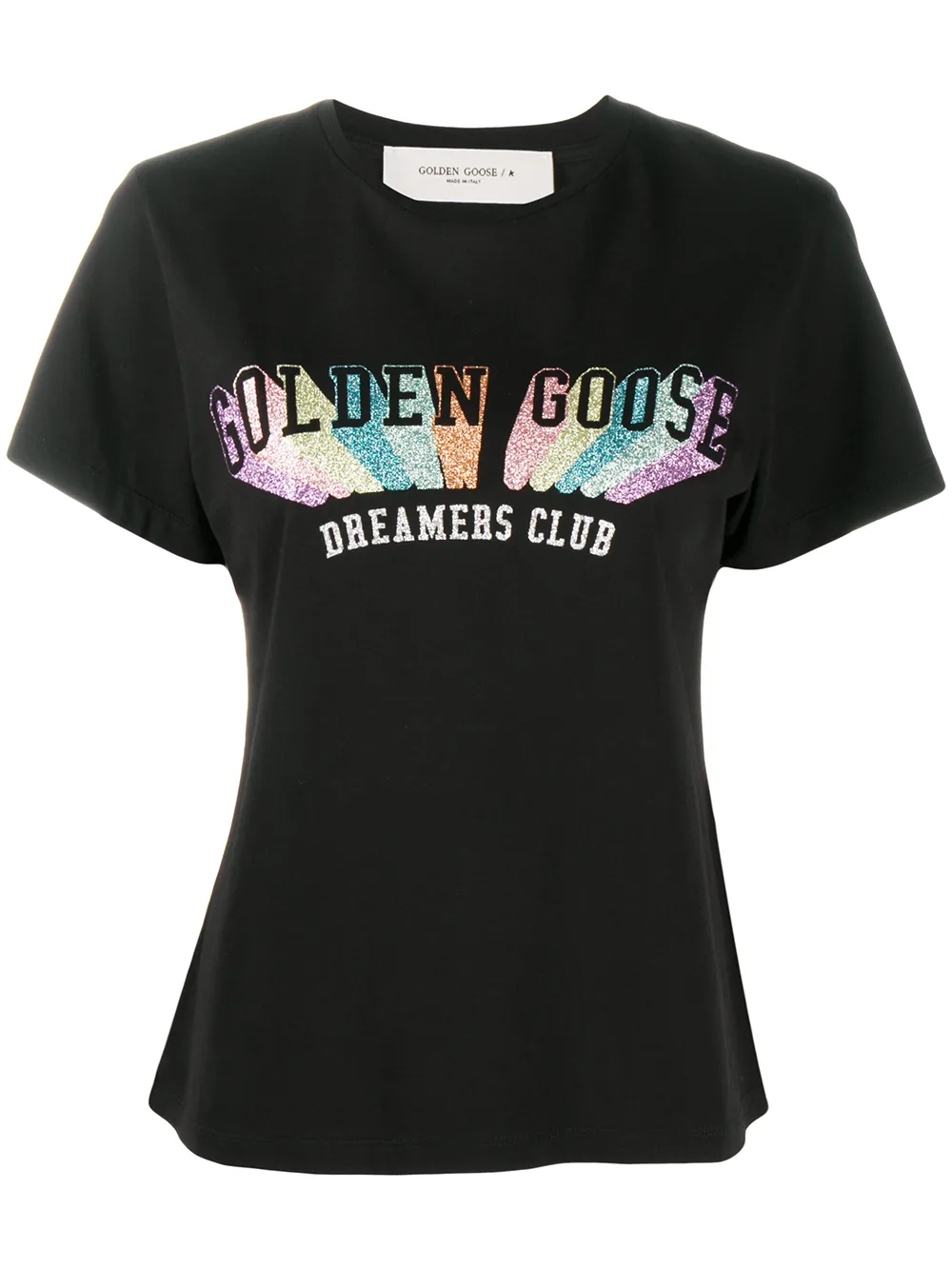 Golden Goose Glitter Logo Print T-shirt In Schwarz | ModeSens