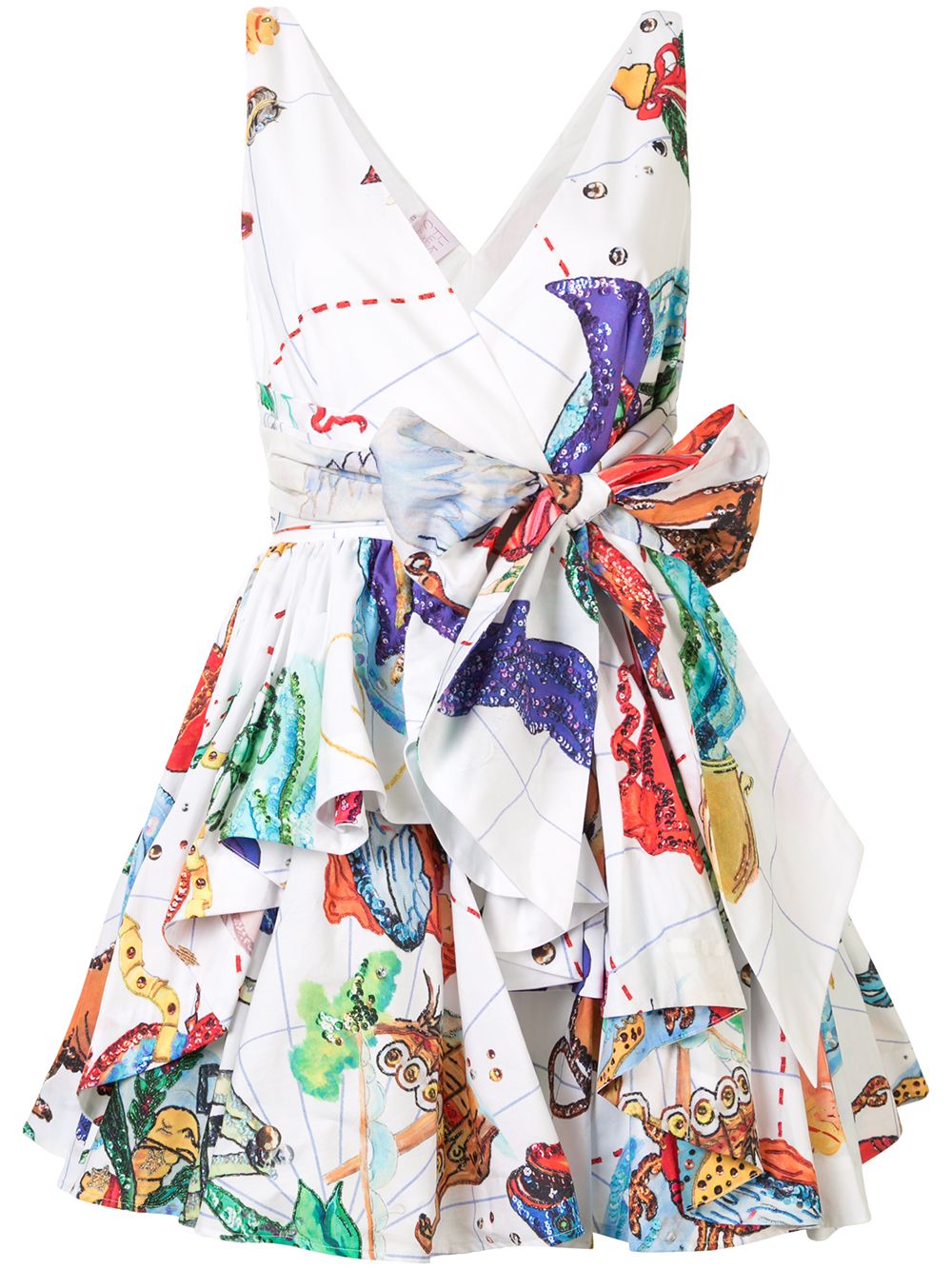 фото Stella jean платье мини с принтом и завязками