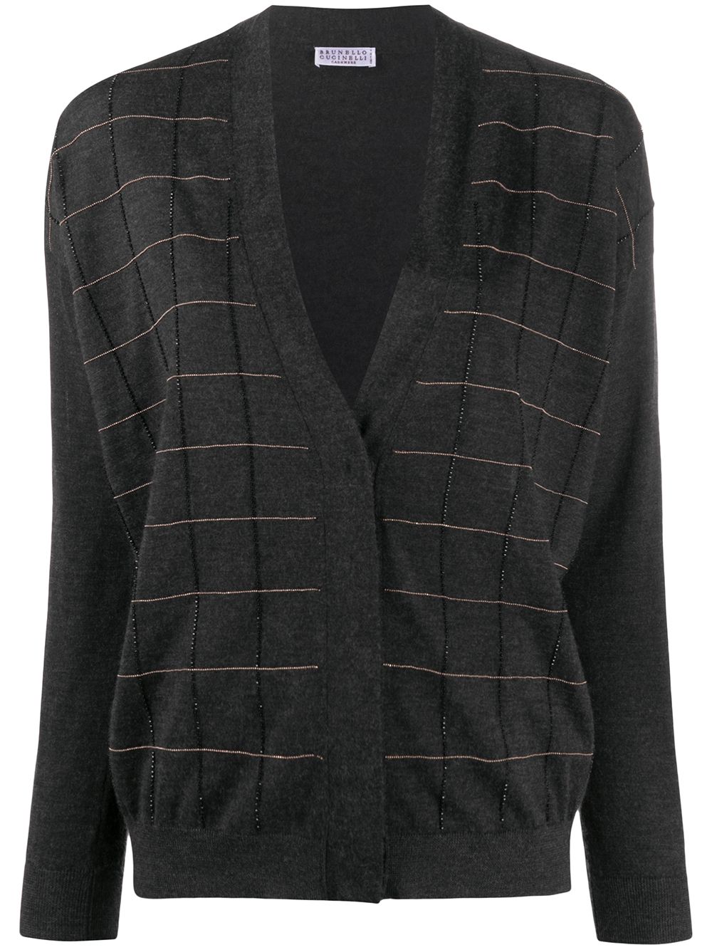 Brunello Cucinelli checked classic cardigan - Grey