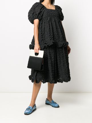 puff-sleeve matelassé blouse展示图