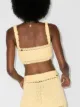 She Made Me cropped ruffled crochet-knit top