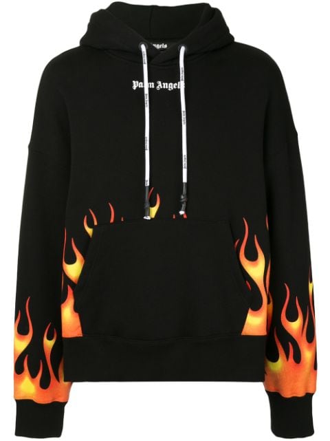 Shop Palm Angels flame-print hoodie with Express Delivery - FARFETCH