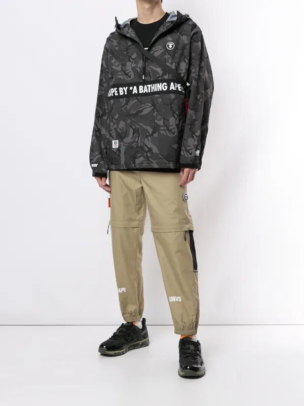 Shop Black pe By A Bathing Ape Logo Camouflage Hooded Jacket With Express Delivery Farfetch