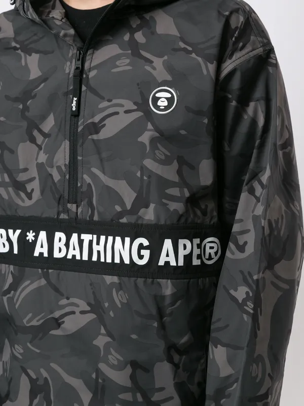 Shop Black pe By A Bathing Ape Logo Camouflage Hooded Jacket With Express Delivery Farfetch
