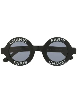 CHANEL Pre-Owned 1990s logo-print round-frame Sunglasses - Farfetch