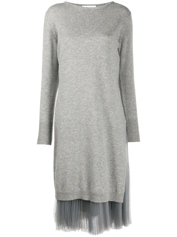 pleated jumper dress