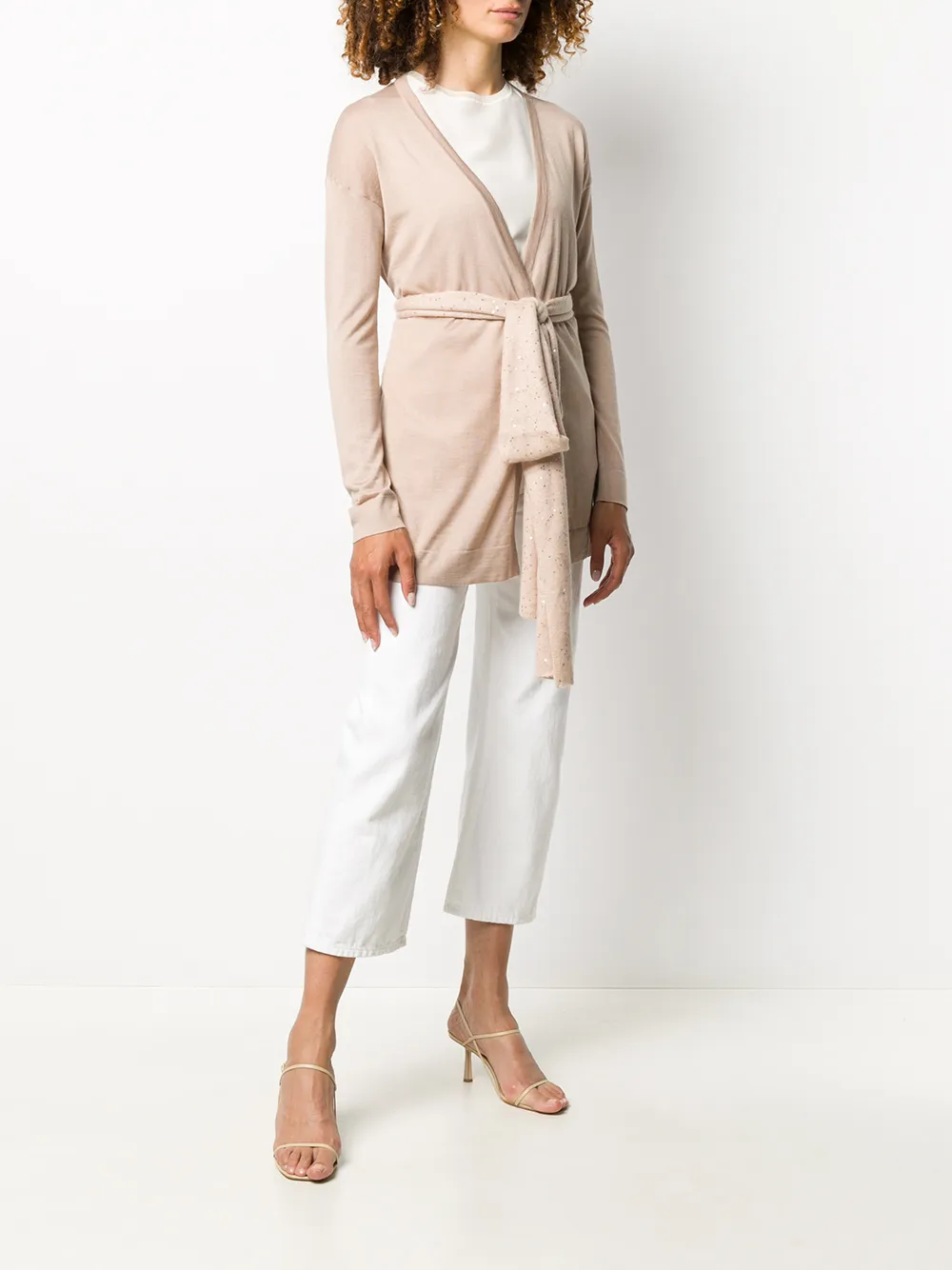  Fabiana Filippi Cardigan Mit Bindegürtel   Nude 
