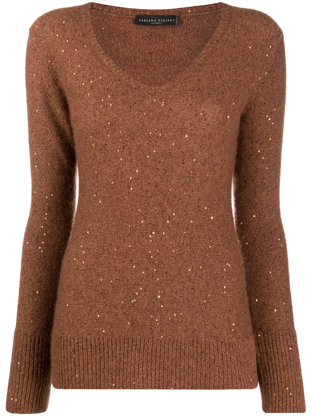 

Fabiana Filippi long-sleeve fitted jumper - Brown