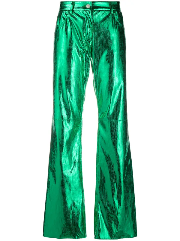metallic flared trousers