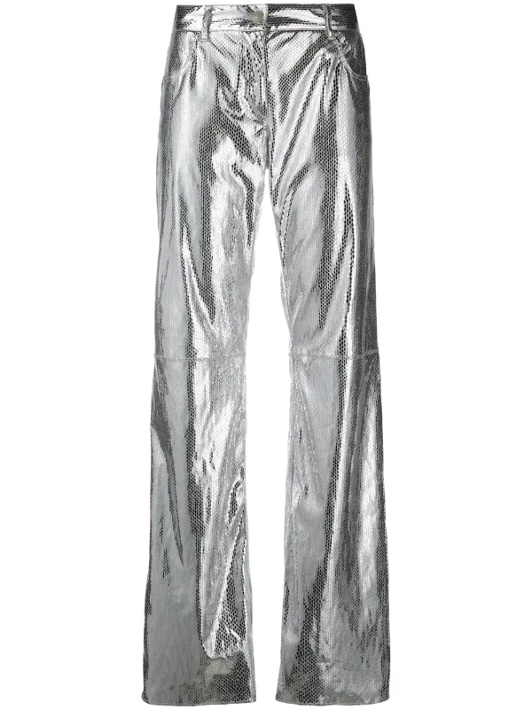 metallic flared trousers