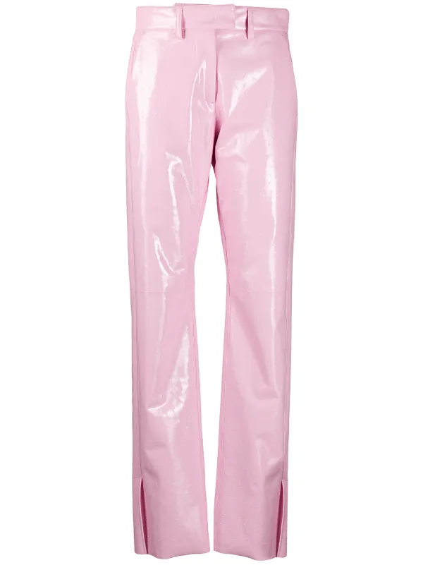 high waisted vinyl trousers