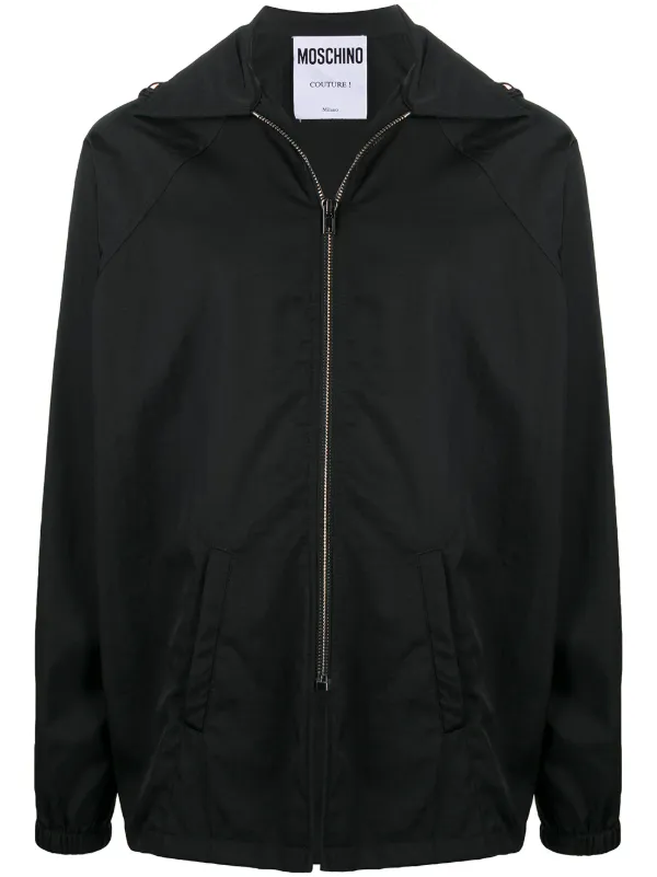Moschino Logo Print Windbreaker Black FARFETCH IN