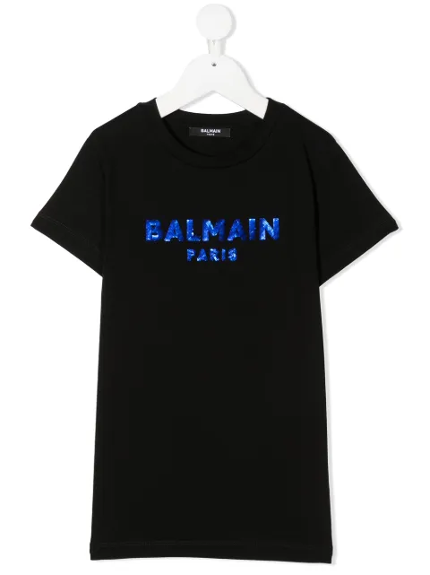 Balmain Kids 시퀸 장식 크루 넥 티셔츠 