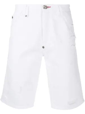 Lichtgrijs Denim Heren Short met Zakken - Black-Leo.nl